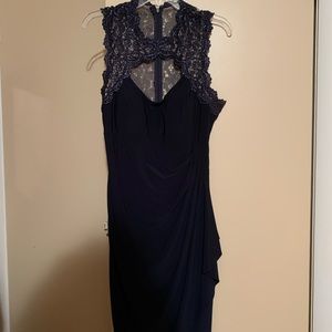 Xscape Size 12 Midnight Blue Dress W/ Lace Cutouts